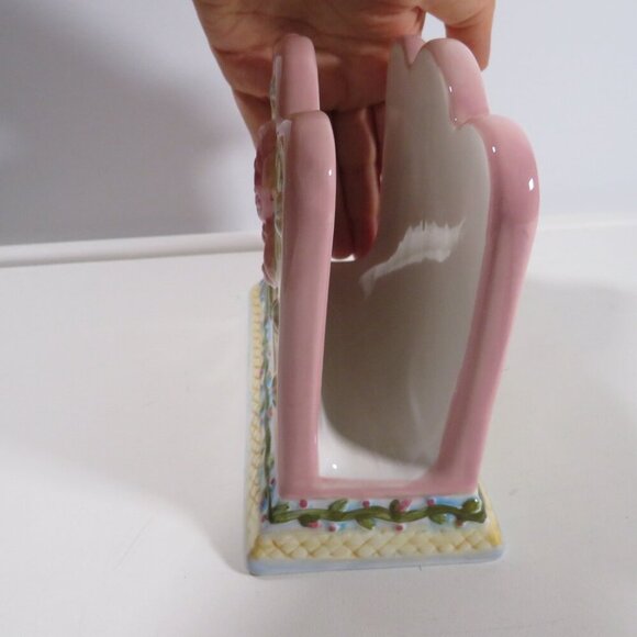 Elements Napkin / Envelope Holder Ceramic Pink Rose with Diamond design embossed - Picture 3 of 7